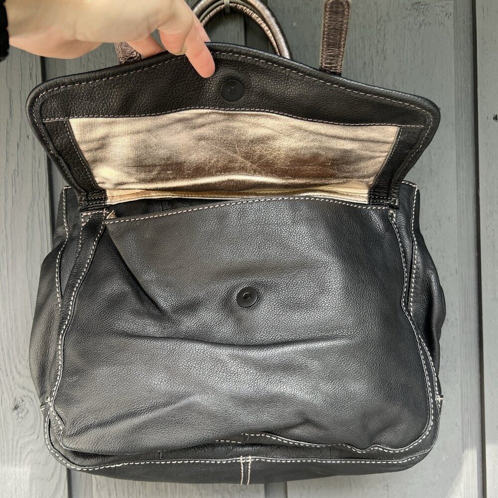 Liebeskind Berlin Leather Shoulder Bag Satchel Black Metallic Slouchy Soft Purse - Picture 9 of 16